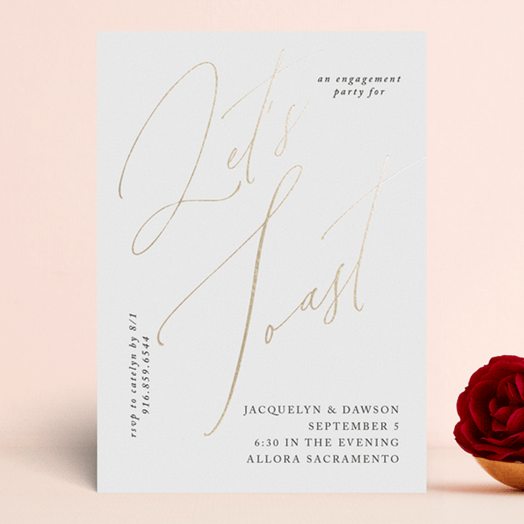 "Sparkled Toast" - Engagement Party Invitations in Cottonwood by Christie Garcia - Front