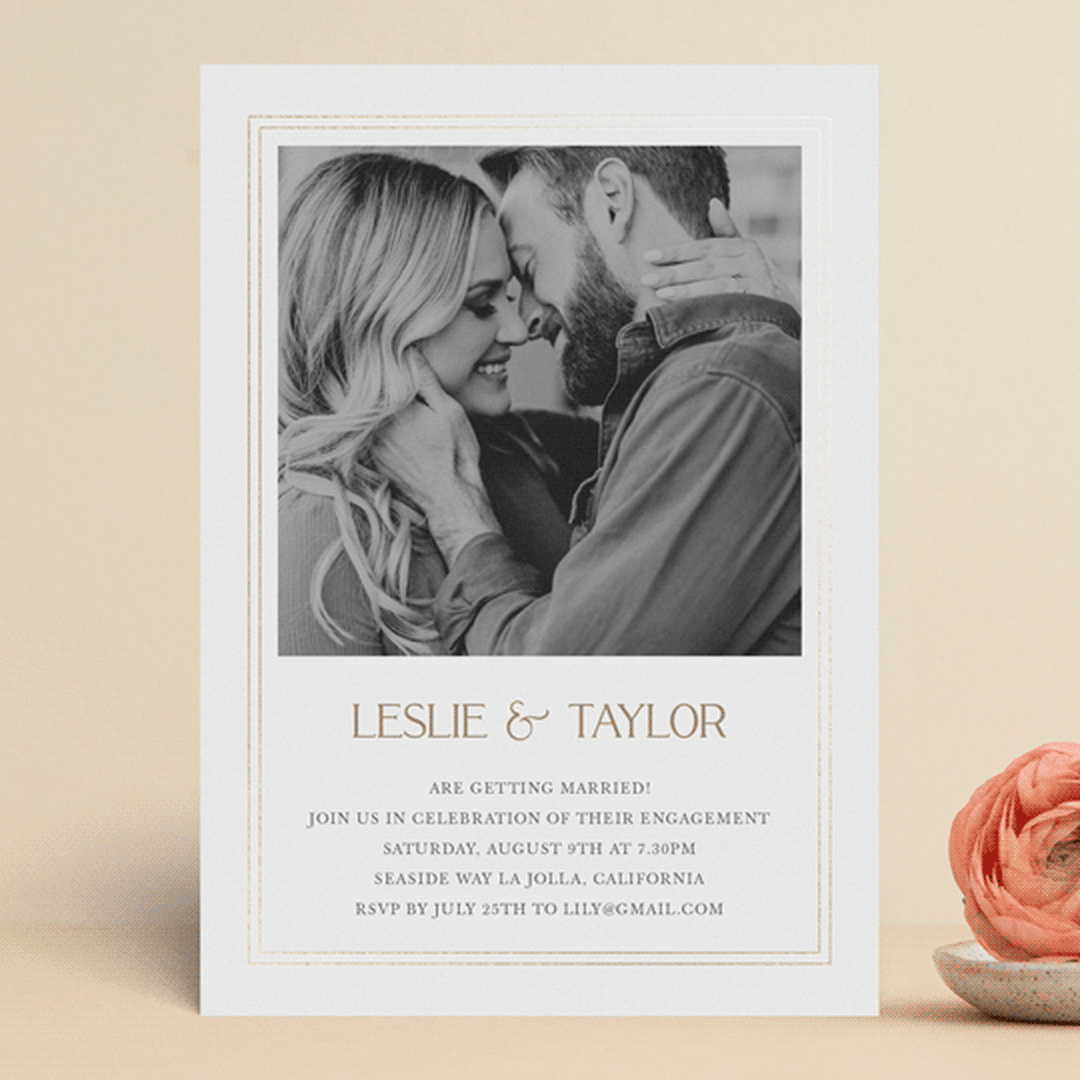 "Gilded Frame" - Engagement Party Invitations in Chiffon by Cass Loh - Front