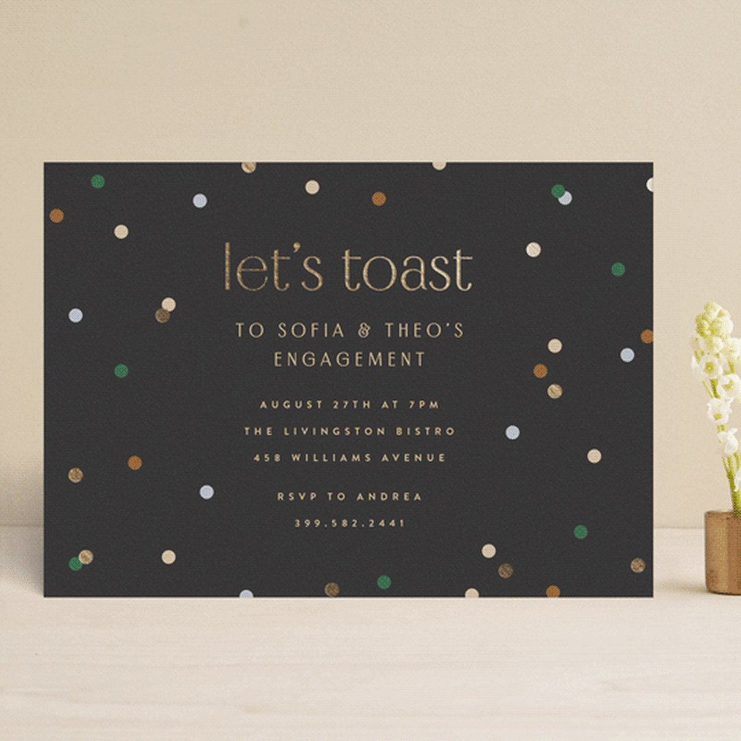 "let's toast" - Engagement Party Invitations in Midnight by Ellen Schlegelmilch - Front