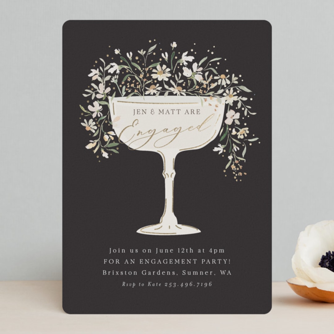 "Garden Engagement" - Engagement Party Invitations in Charcoal by Itsy Belle Studio - Front