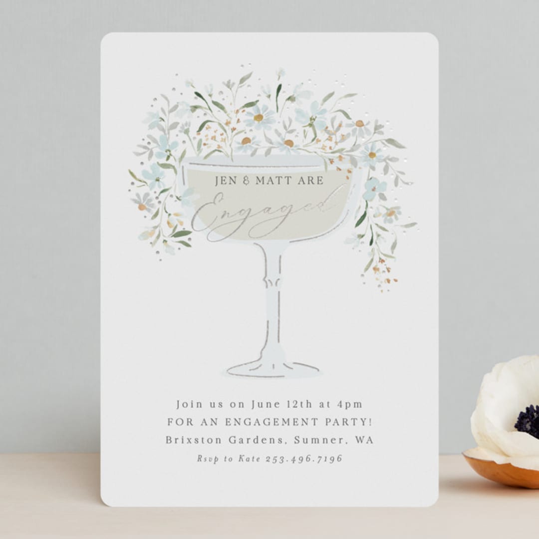 "Garden Engagement" - Engagement Party Invitations in Sky by Itsy Belle Studio - Front