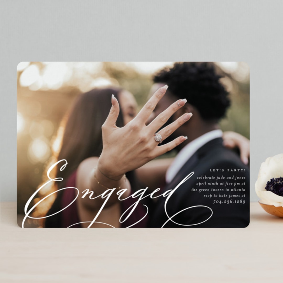 "Engaged" - Engagement Party Invitations in Snow by Lori Wemple - Front