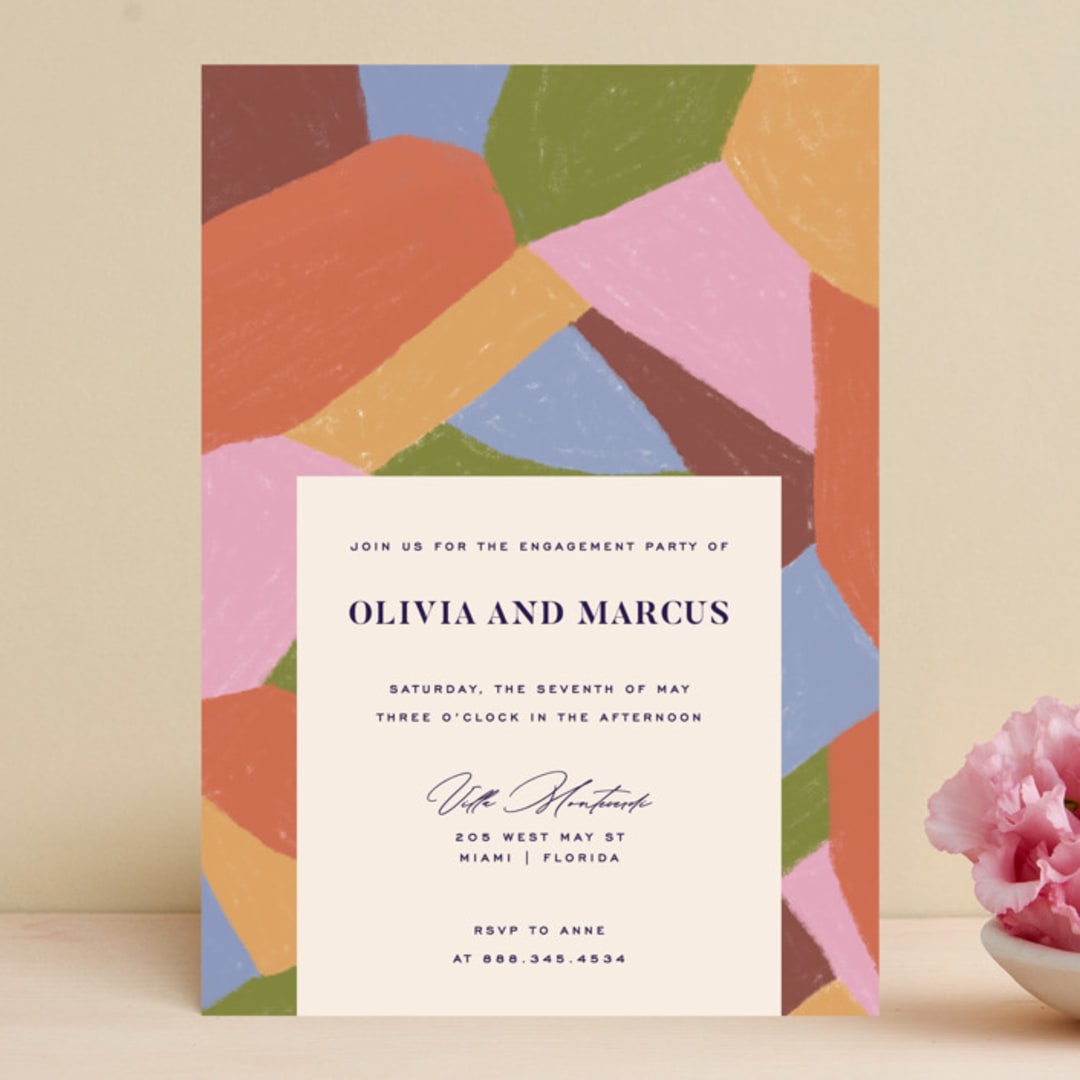 "Colorful Moment" - Engagement Party Invitations in Pop by Pati Cascino - Front