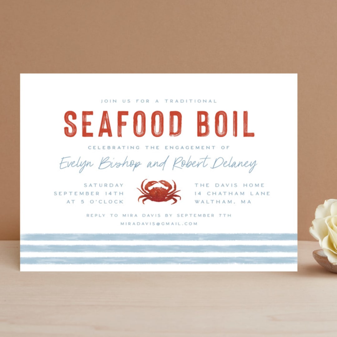 "Two If By Sea" - Engagement Party Invitations in Wave by Olivia Raufman - Front