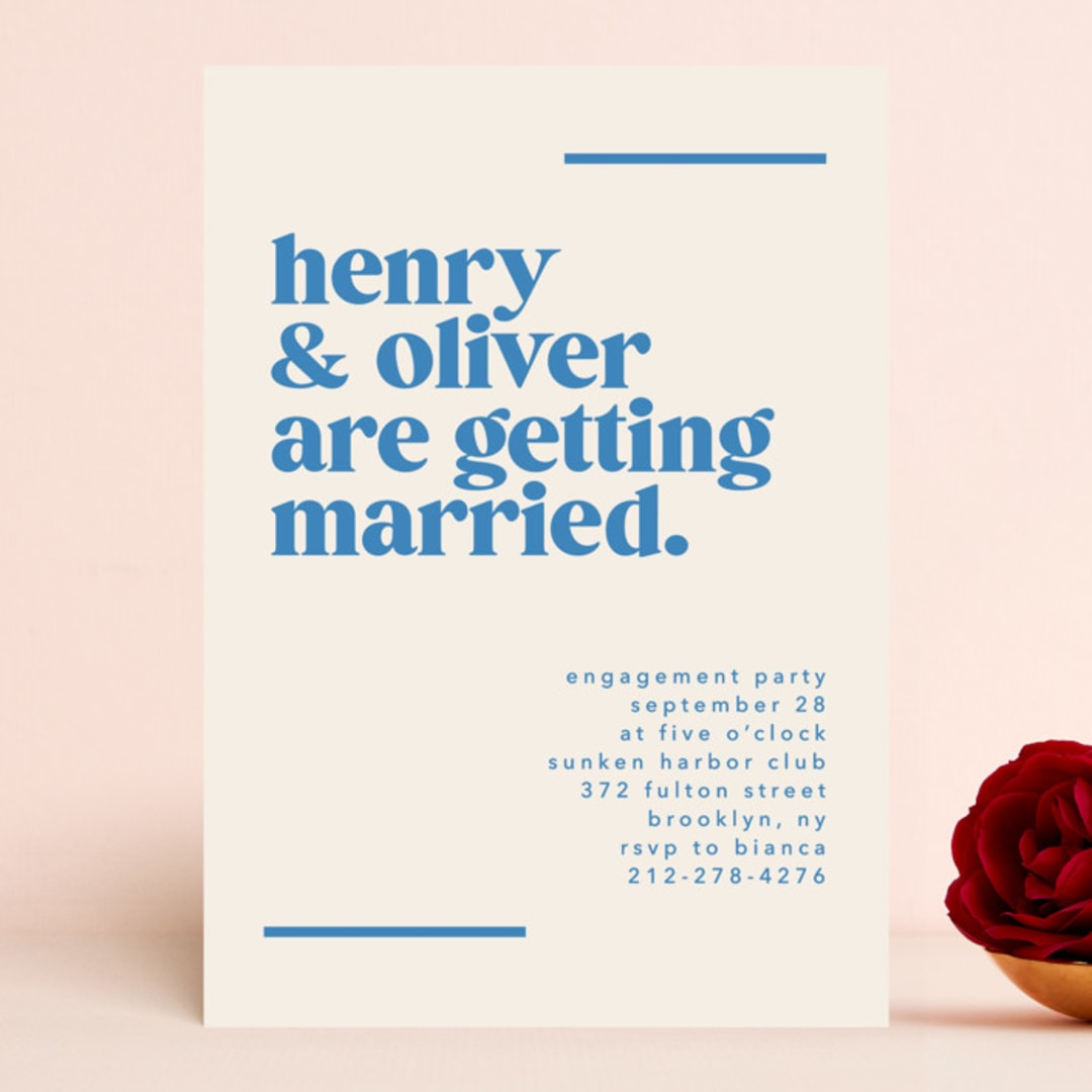 "News" - Engagement Party Invitations in Cerulean by Kristie Kern - Front
