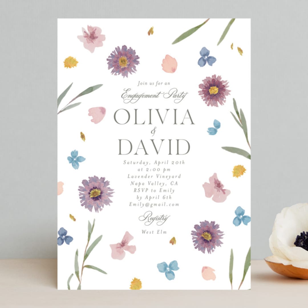 "Petals" - Engagement Party Invitations in Lily by Christy Hy Lee - Front