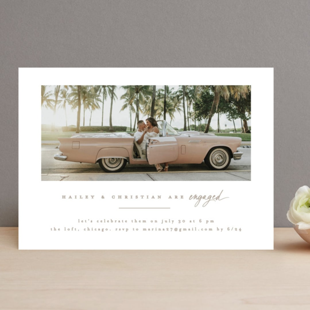 "Cinemascopic" - Engagement Party Invitations in Moonstone by Creo Study - Front
