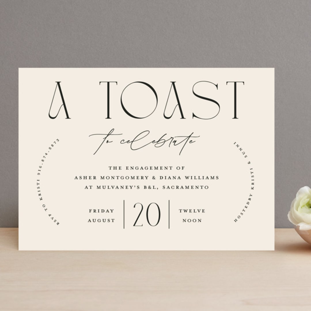 "A Toast" - Engagement Party Invitations in Dune by Christie Garcia - Front