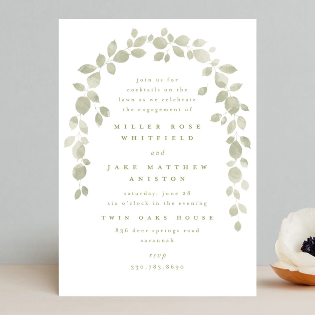"Garden Gate" - Engagement Party Invitations in Leaf by Kristie Kern - Front