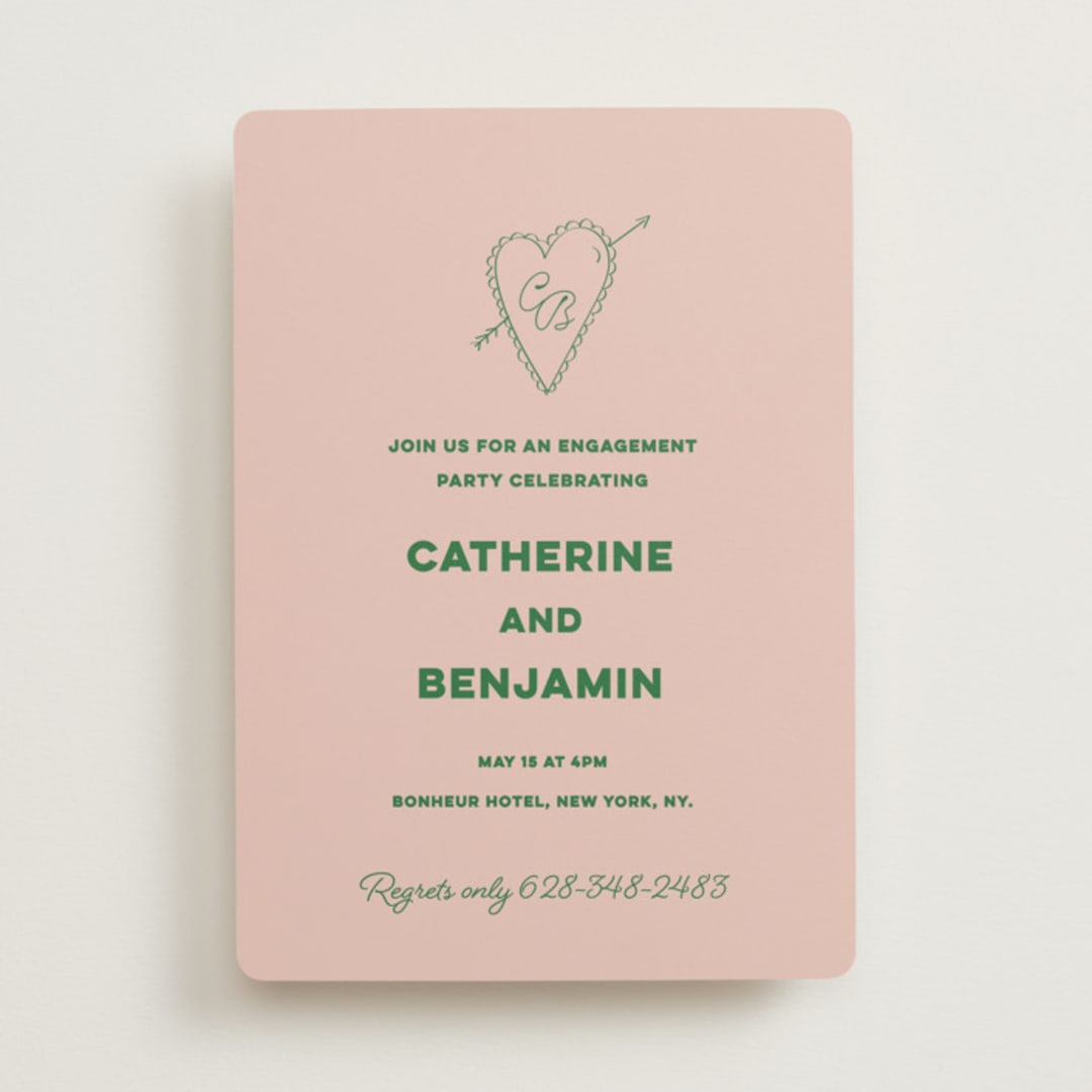 "Crazy Little Thing Called Love" - Engagement Party Invitations in Avocado by Helena Vitto - Front