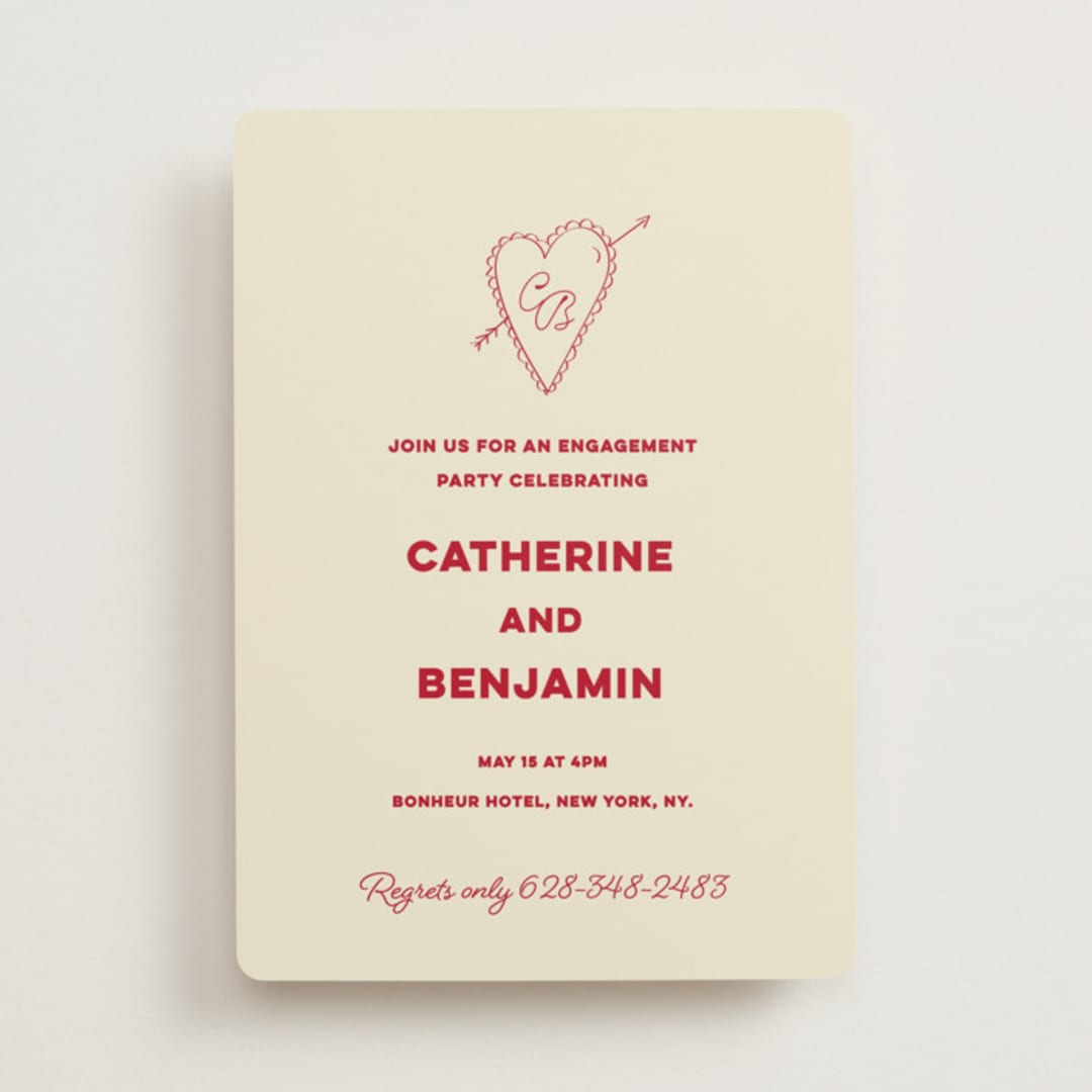 "Crazy Little Thing Called Love" - Engagement Party Invitations in Strawberry by Helena Vitto - Front