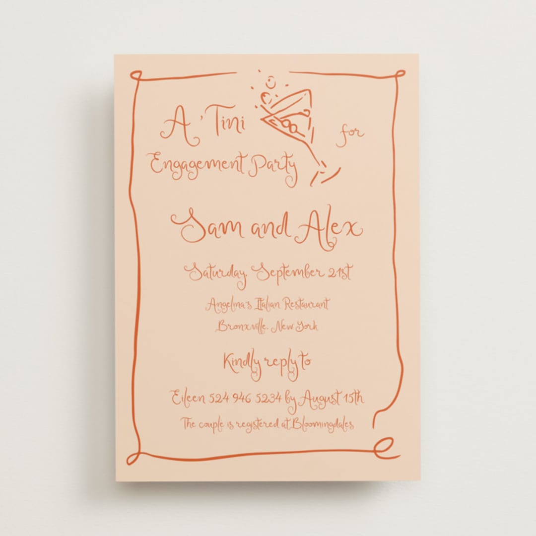 "A 'Tini Bridal Shower" - Engagement Party Invitations in Verona by Cotton and Bow - Front