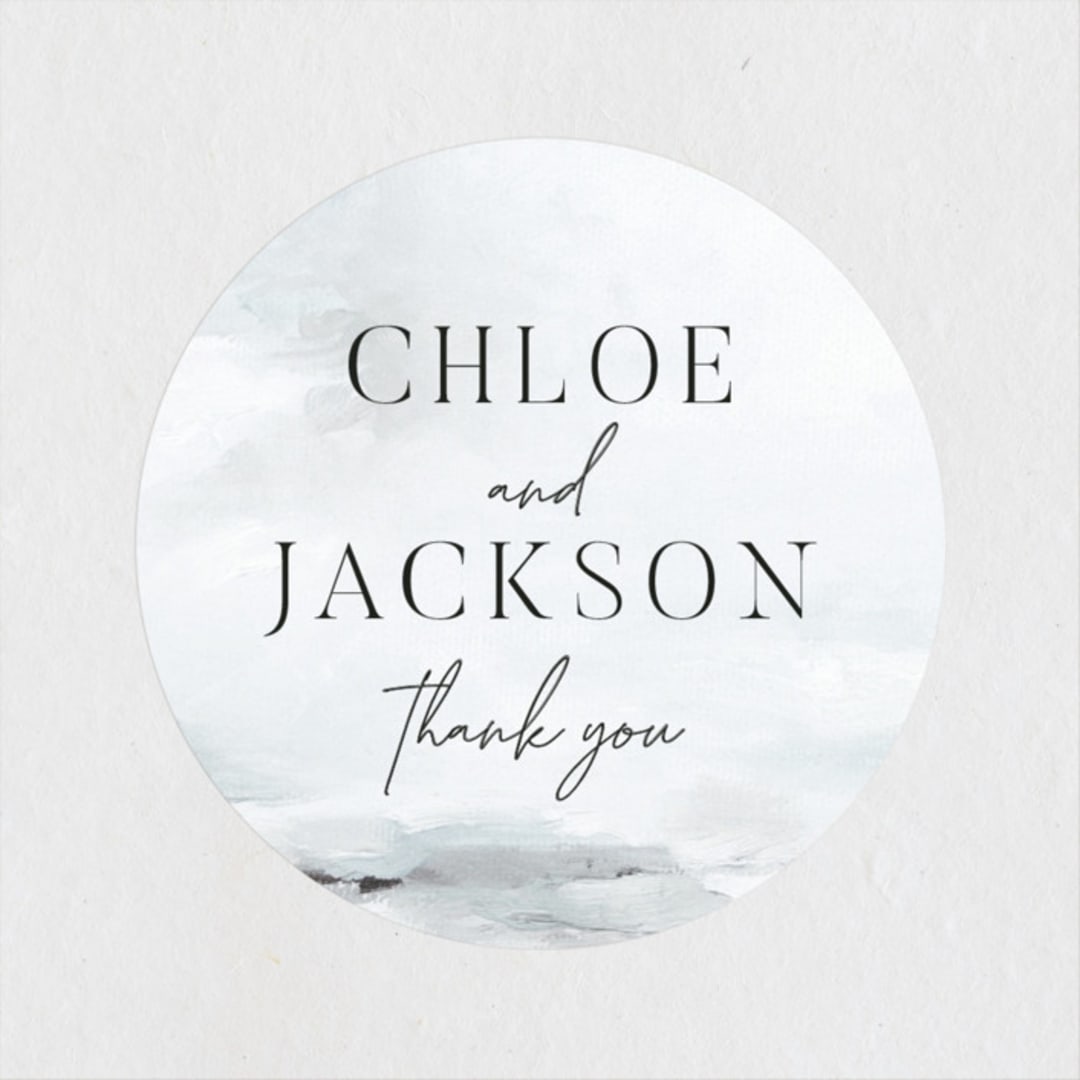 "Perspective" - Engagement Party Favor Stickers in Fog by Nicoletta Savod - Front