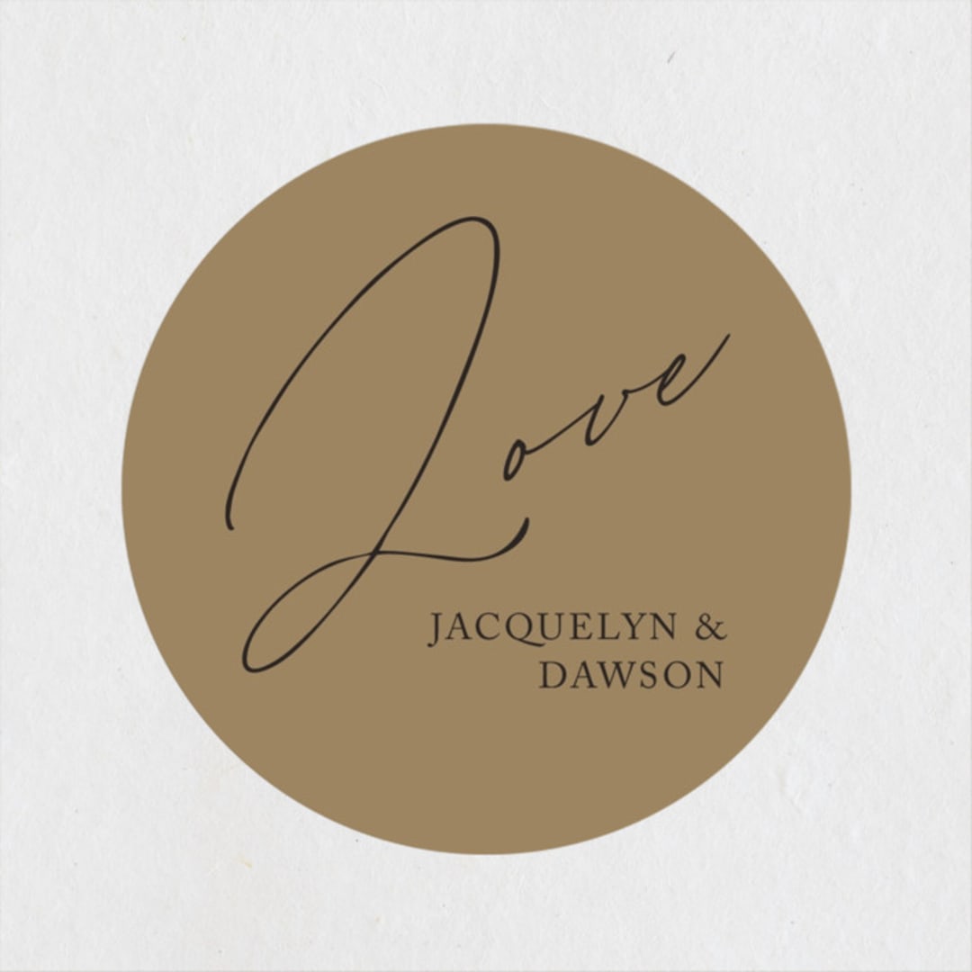 "Sparkled Toast" - Engagement Party Favor Stickers in Cognac by Christie Garcia - Front