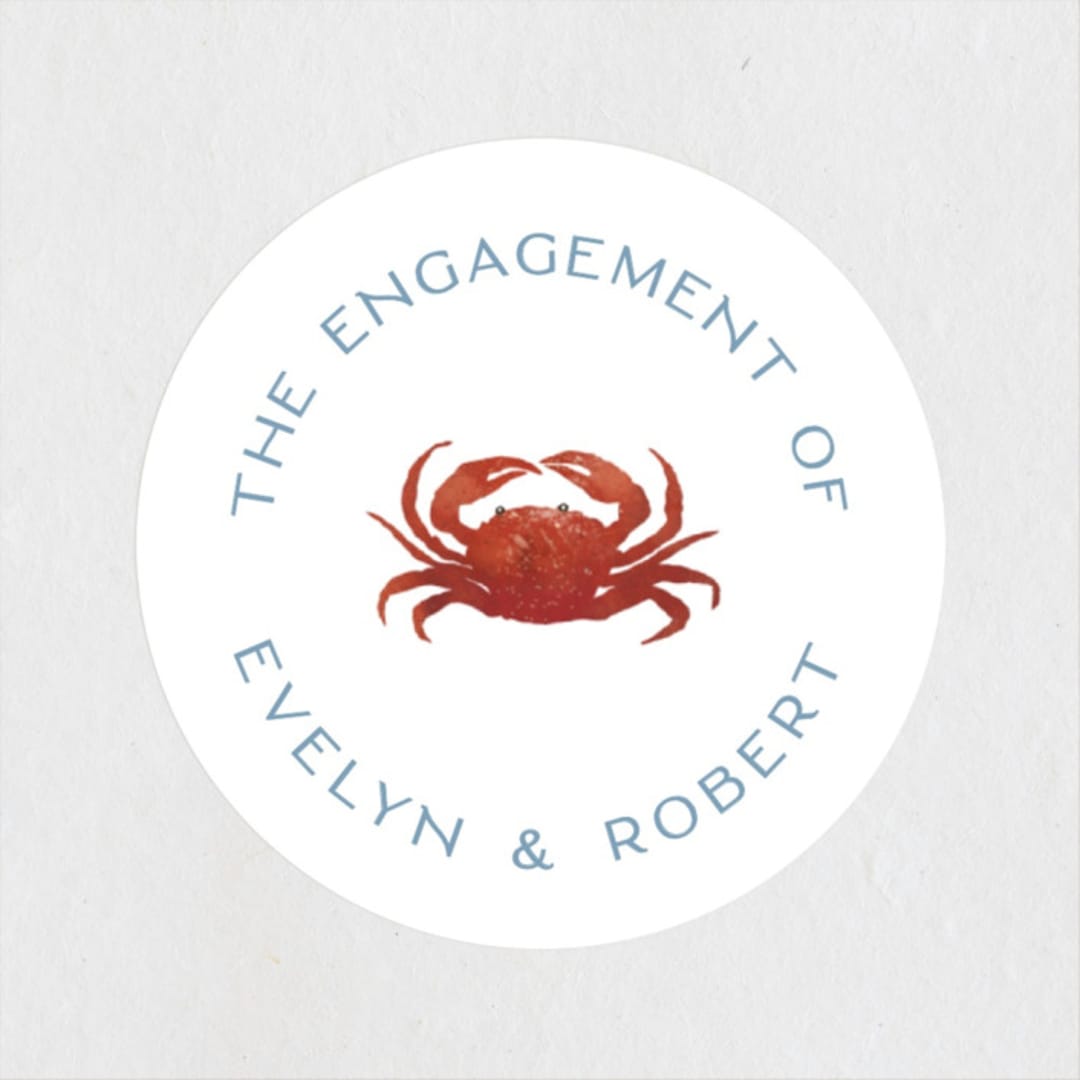 "Two If By Sea" - Engagement Party Favor Stickers in Wave by Olivia Raufman - Front