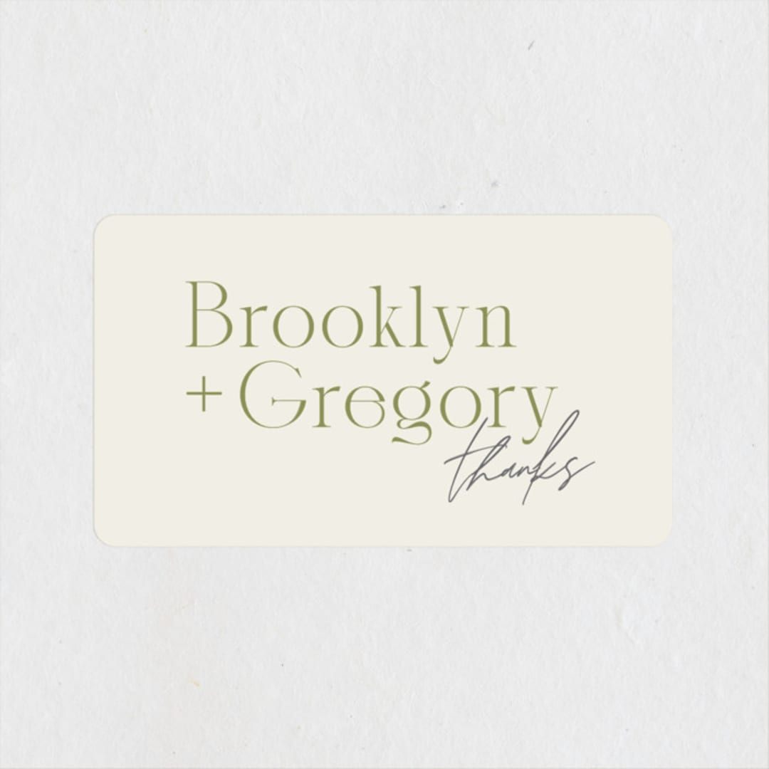 "Brooklyn" - Engagement Party Favor Stickers in Olive by Kristie Kern - Front