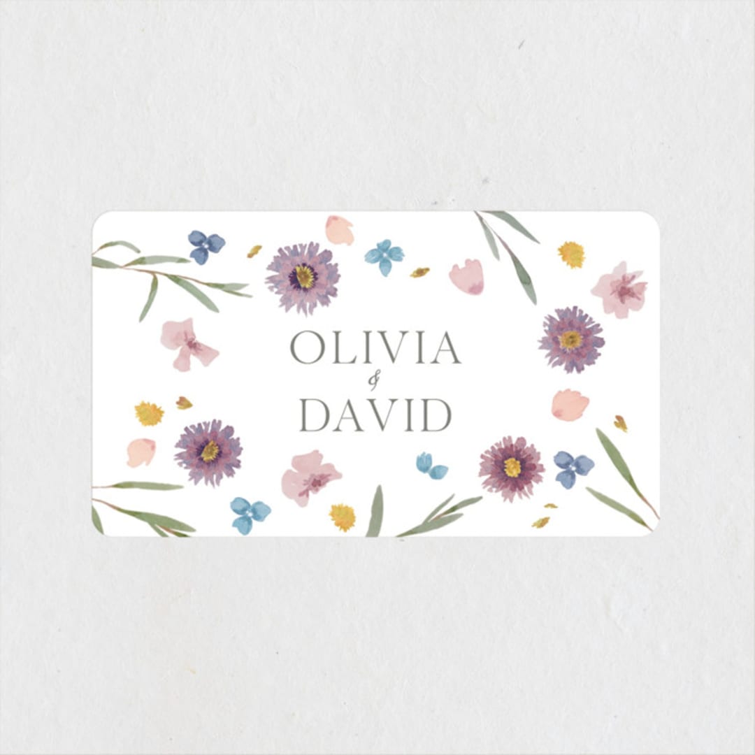 "Petals" - Engagement Party Favor Stickers in Lily by Christy Hy Lee - Front