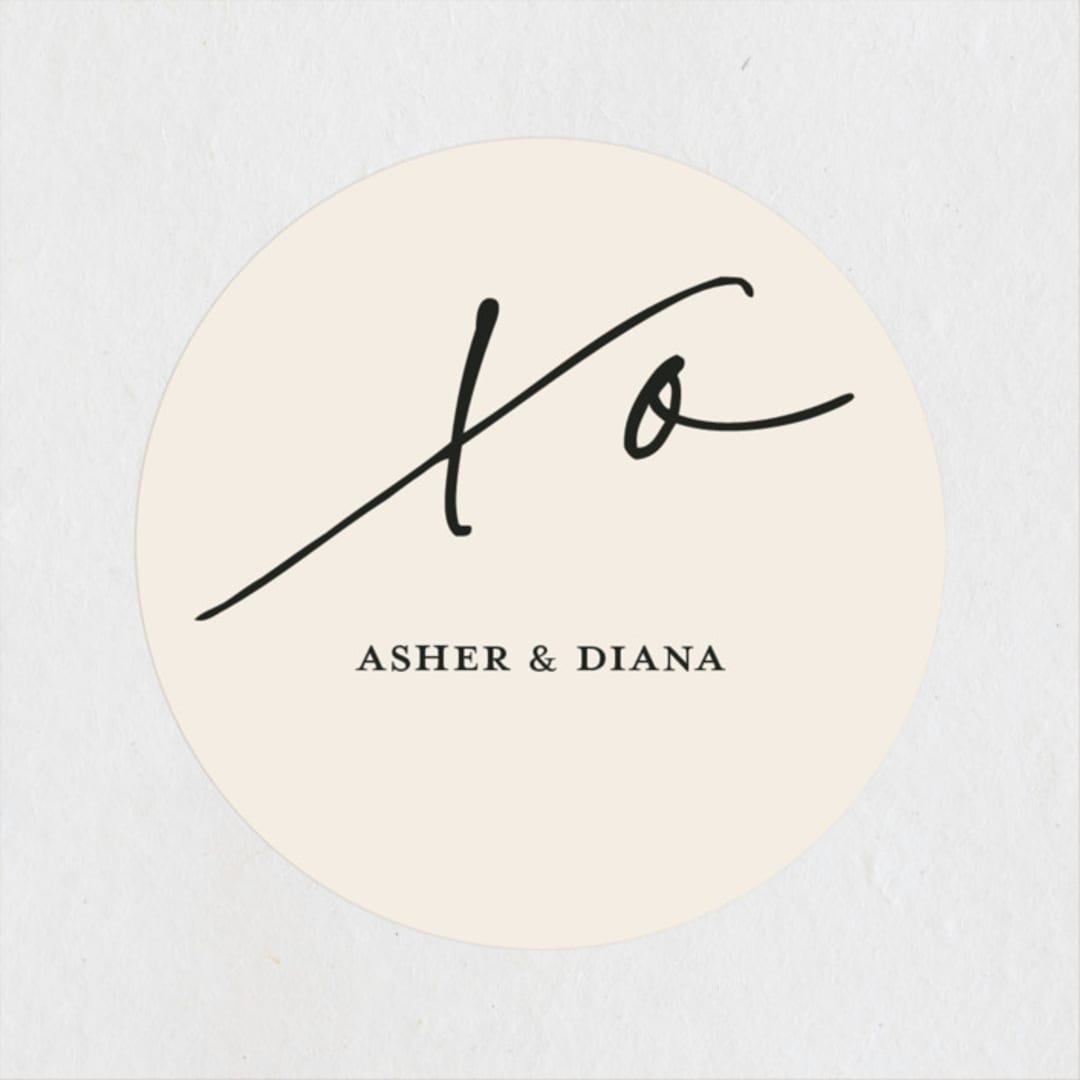 "A Toast" - Engagement Party Favor Stickers in Dune by Christie Garcia - Front