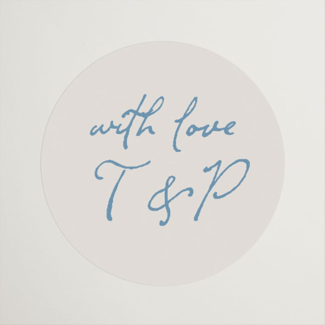 "ribbon bow drawing" - Engagement Party Favor Stickers in Dusty Blue by Cass Loh - Front