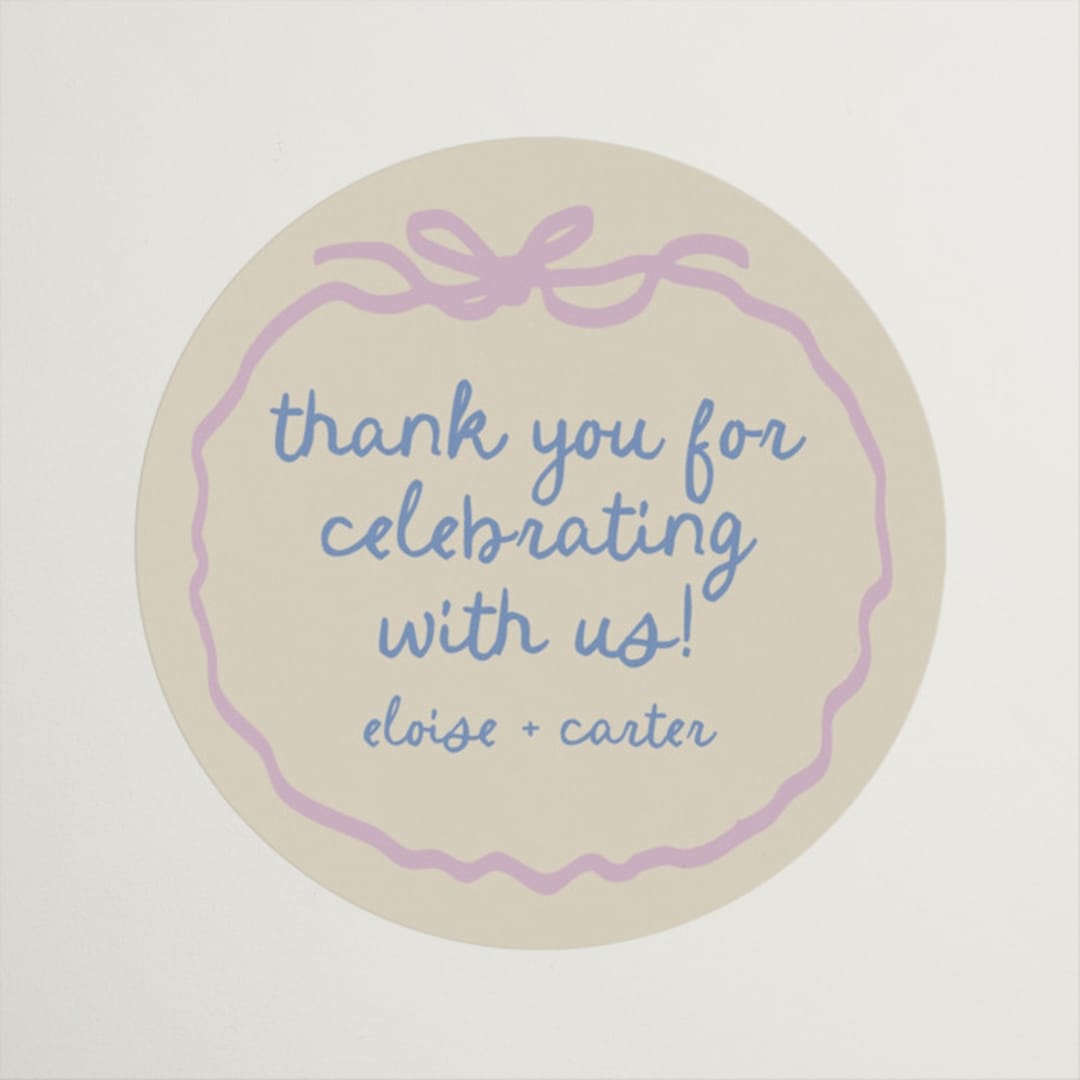 "Pastel Bow" - Engagement Party Favor Stickers in Lilac by Stephanie Heinrich Godbout - Front