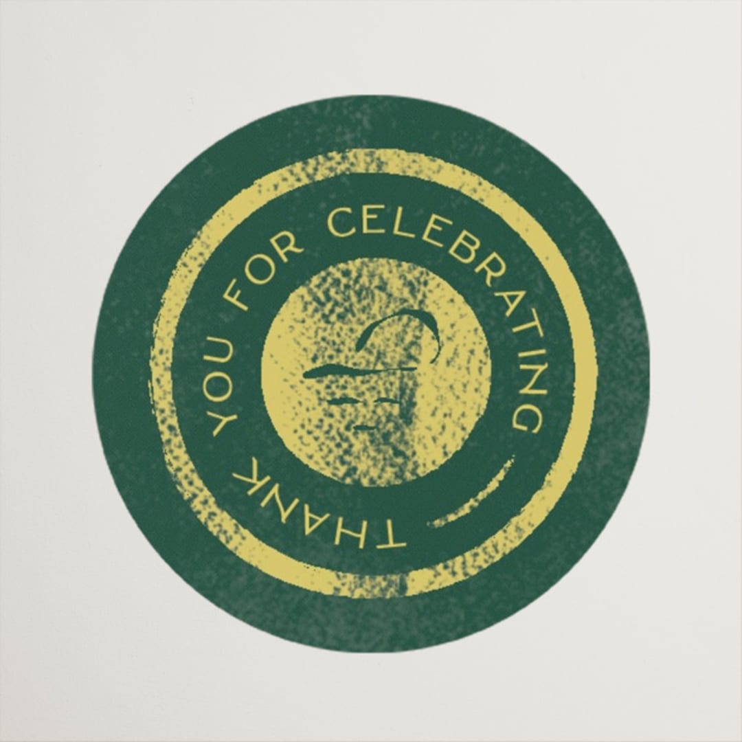 "Coastal Drift" - Engagement Party Favor Stickers in Caribbean Citrus by Pixel and Hank - Front