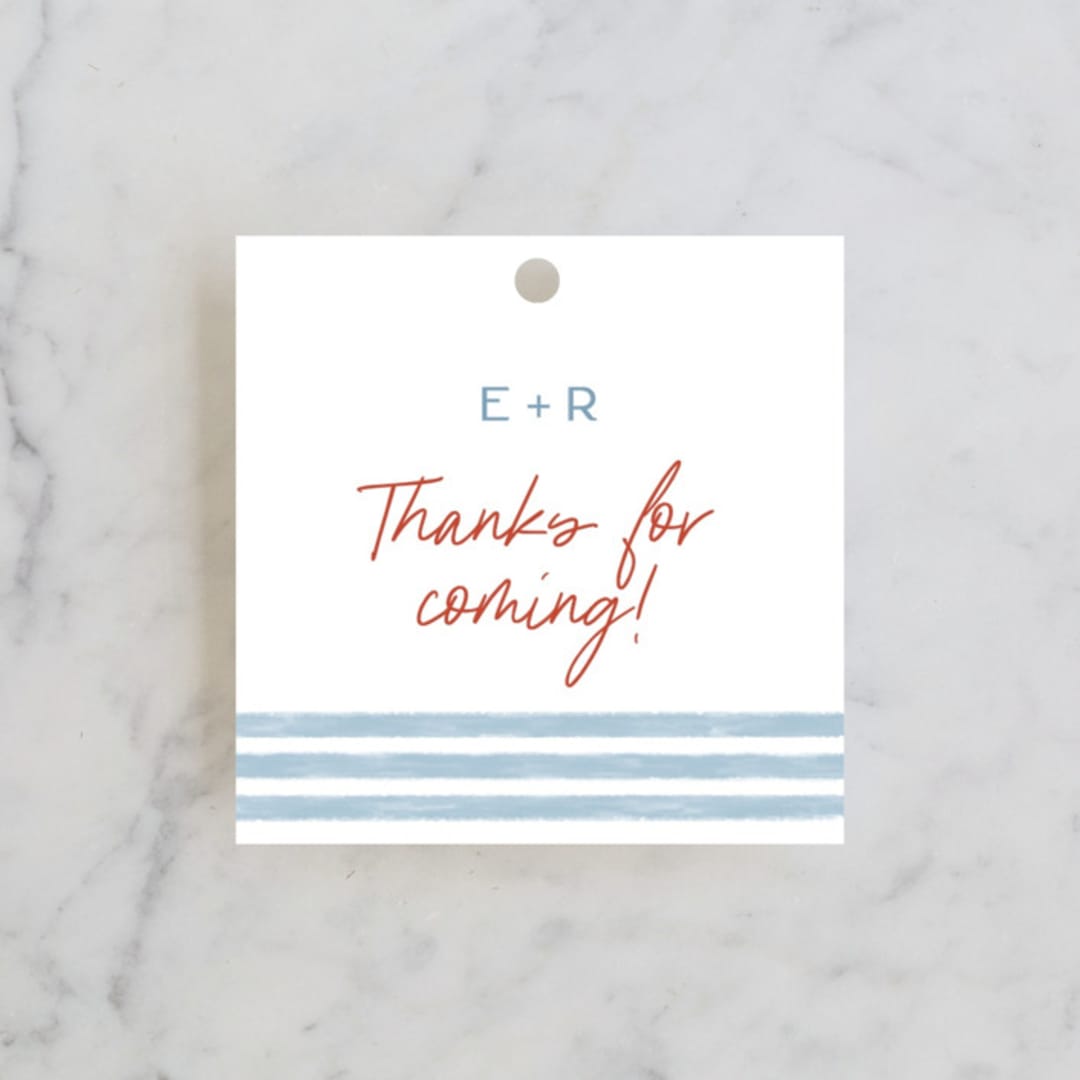 "Two If By Sea" - Wedding Favor Tags in Wave by Olivia Raufman - Front
