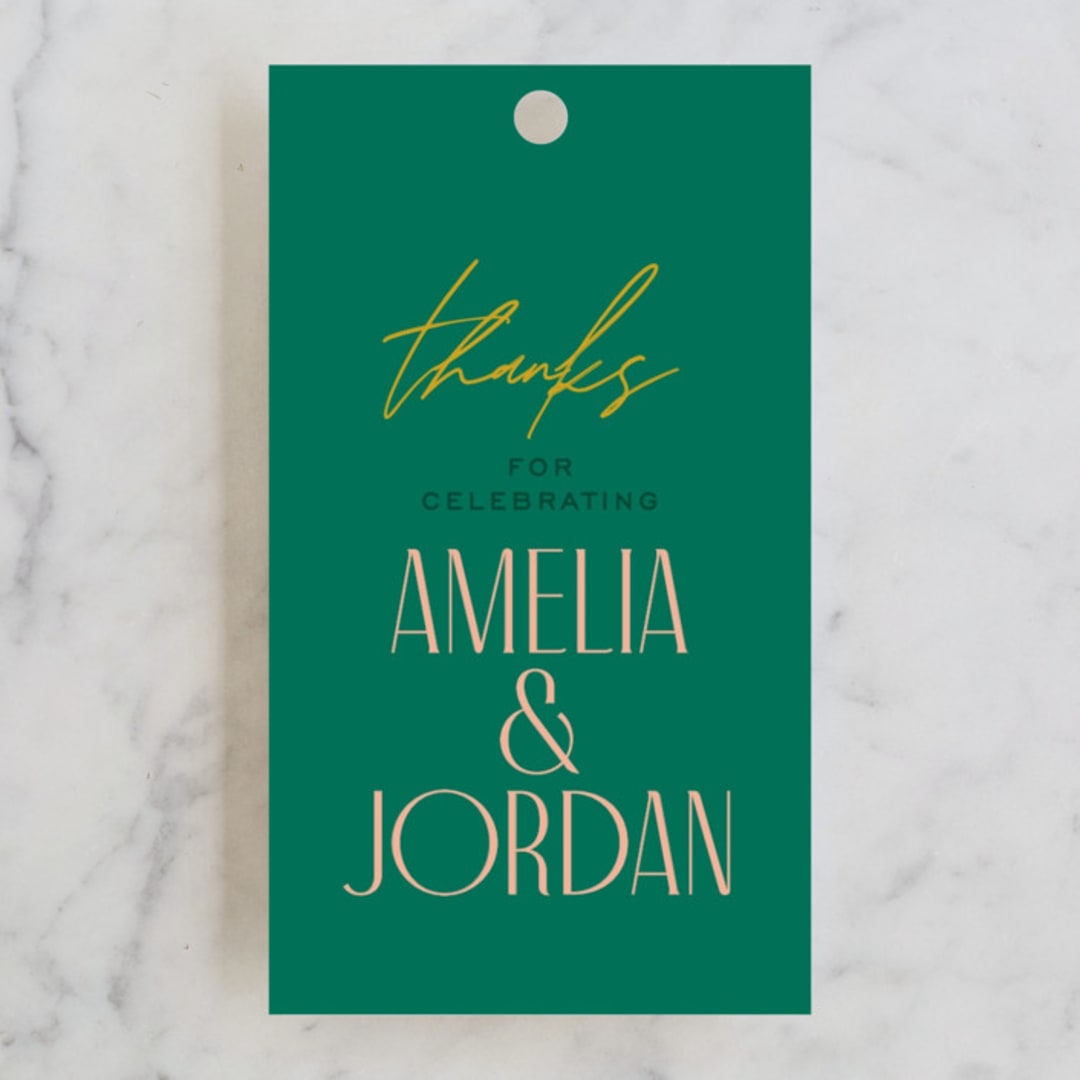 "Bright" - Wedding Favor Tags in Parrot by Owl and Toad - Front