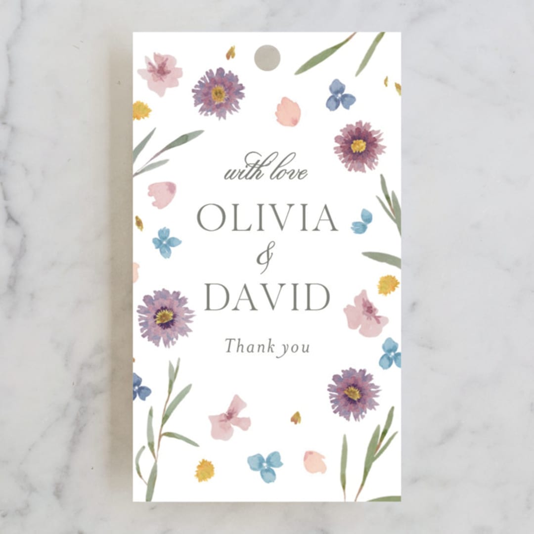 "Petals" - Wedding Favor Tags in Lily by Christy Hy Lee - Front