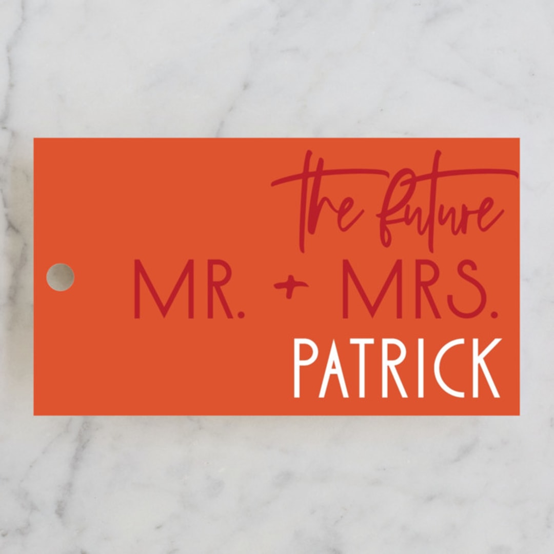 "Mandarin-uschia Engagement" - Wedding Favor Tags in Mandarin by Lindsay Chedester - Front