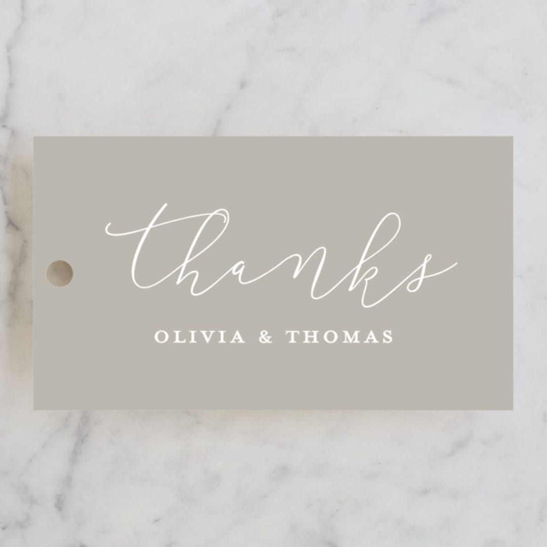 "Etched in love" - Wedding Favor Tags in Cloud by Stacey Meacham - Front
