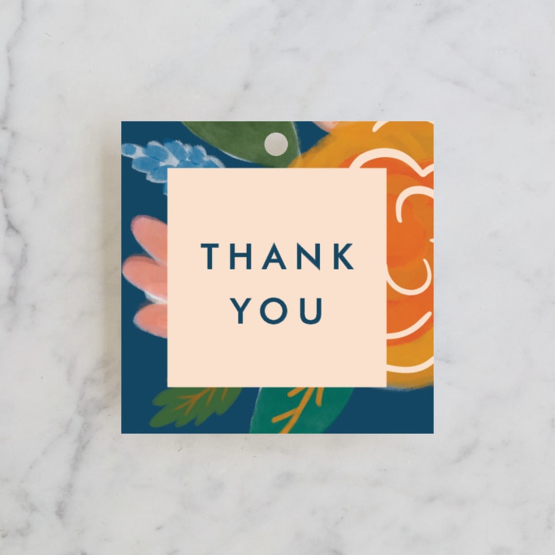 "Floral Whimsy" - Wedding Favor Tags in Indigo by Corie Page - Front