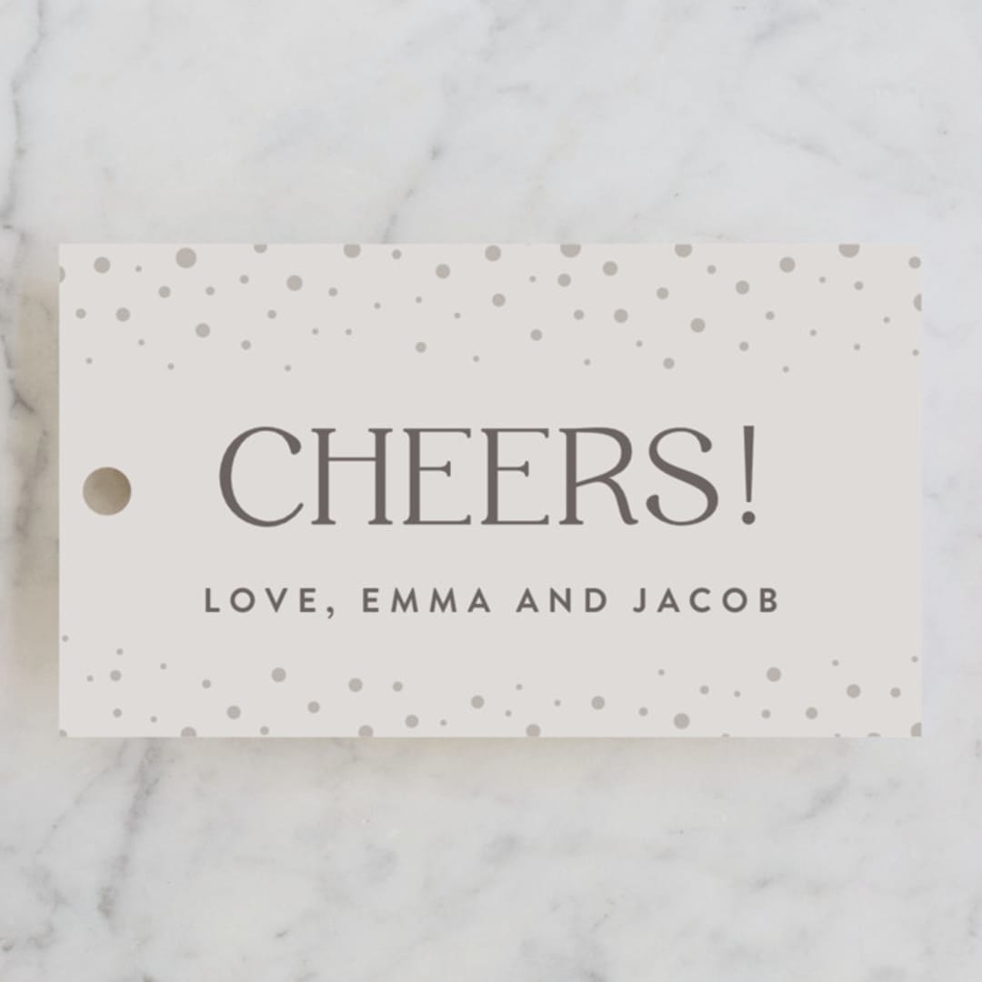 "Let's Raise a Glass" - Wedding Favor Tags in Buttercream by Lisa Assenmacher - Front