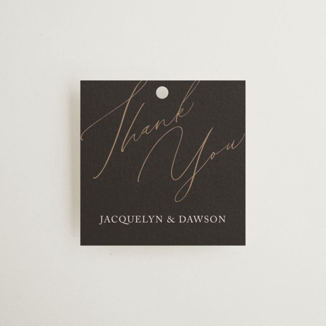 "Sparkled Toast" - Wedding Favor Tags in Cognac by Christie Garcia - Front