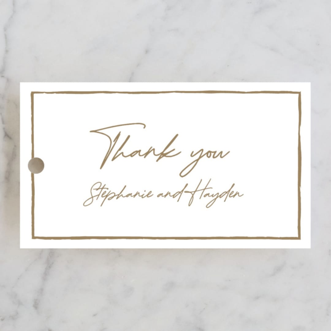 "Gilded Frame" - Wedding Favor Tags in Champagne by Cass Loh - Front