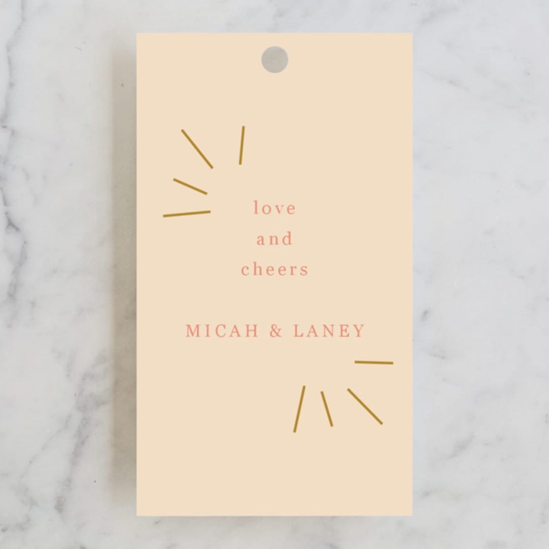 "Flower Cheers" - Wedding Favor Tags in Champagne by Baumbirdy - Front