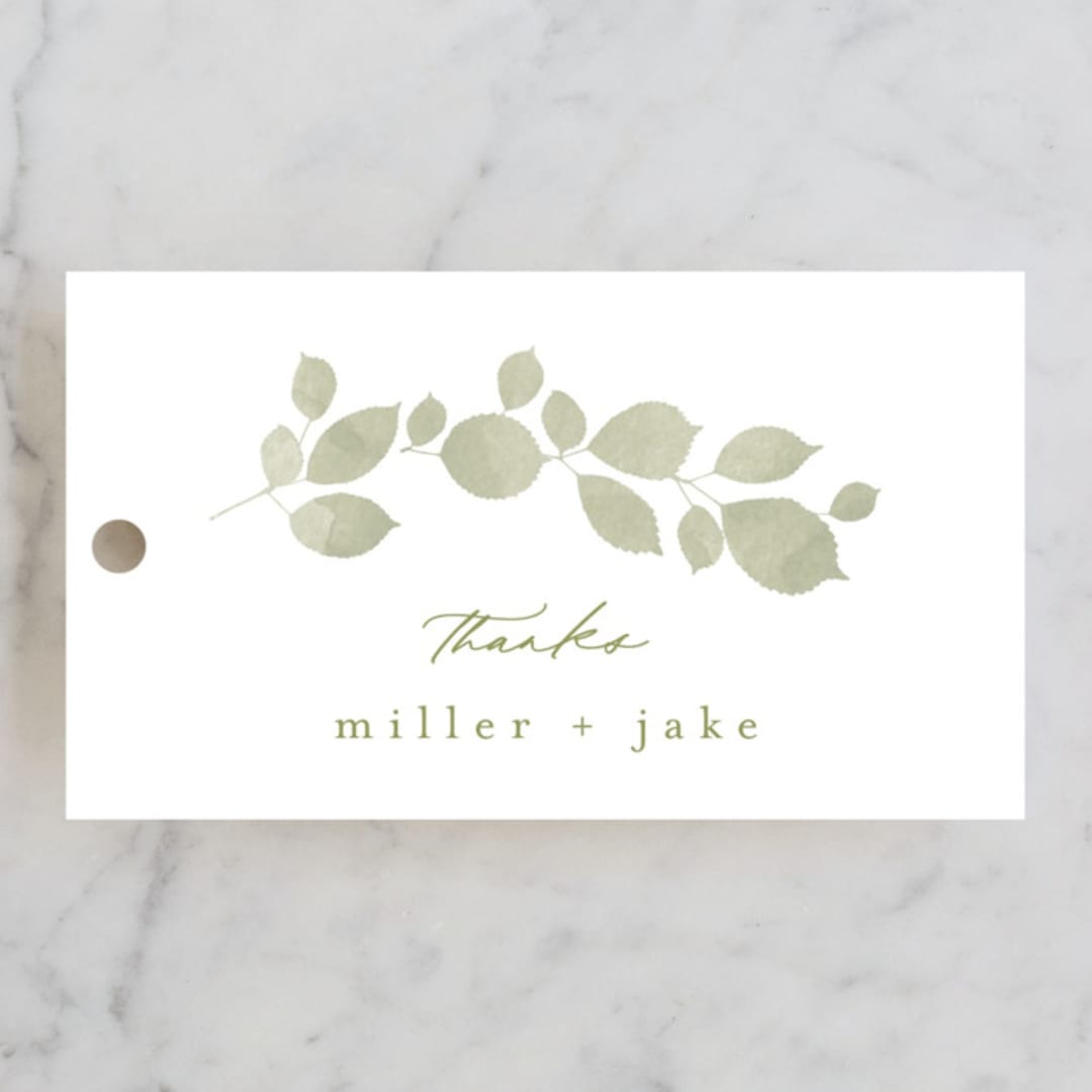 "Garden Gate" - Wedding Favor Tags in Leaf by Kristie Kern - Front