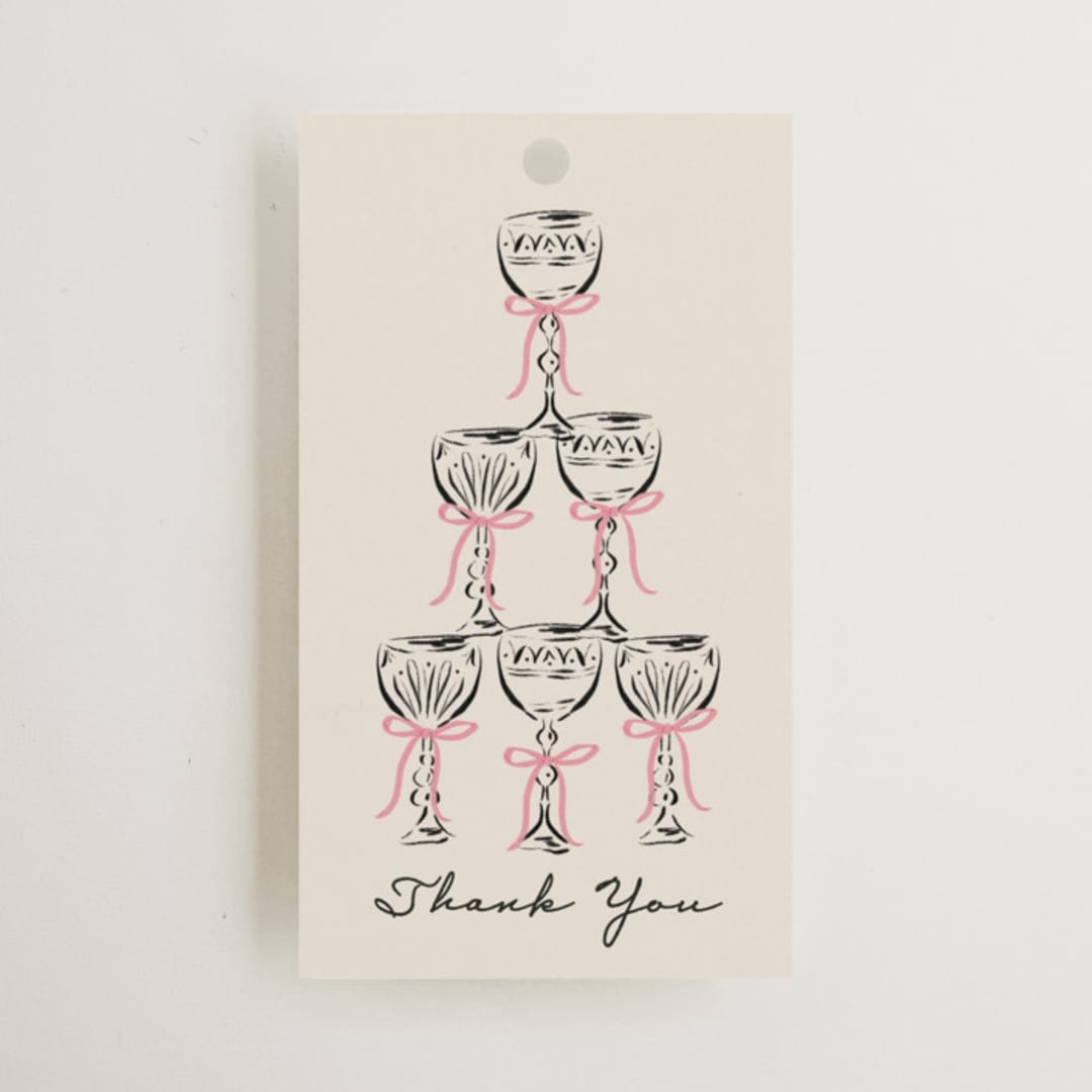 "Sparkling Champagne Tower" - Wedding Favor Tags in Petal by Jackie Crawford - Front