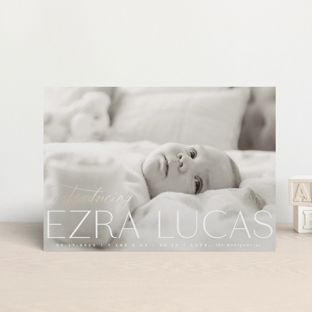 "Flourished" - Birth Announcements in Ice by Everett Paper Goods - Front
