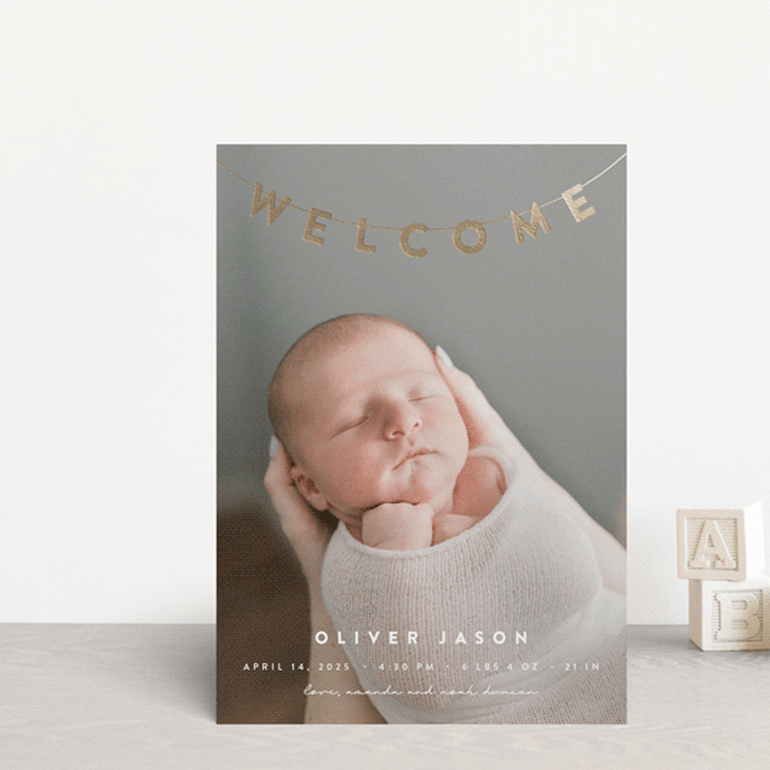 "Welcome Banner" - Birth Announcements in Cloud by Maria Alou - Front
