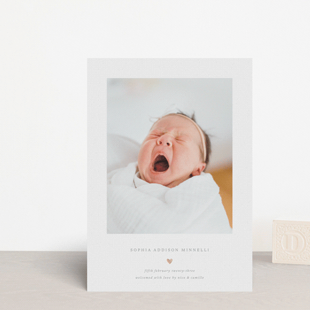 "Heart" - Birth Announcements in Charcoal by Blustery August - Front