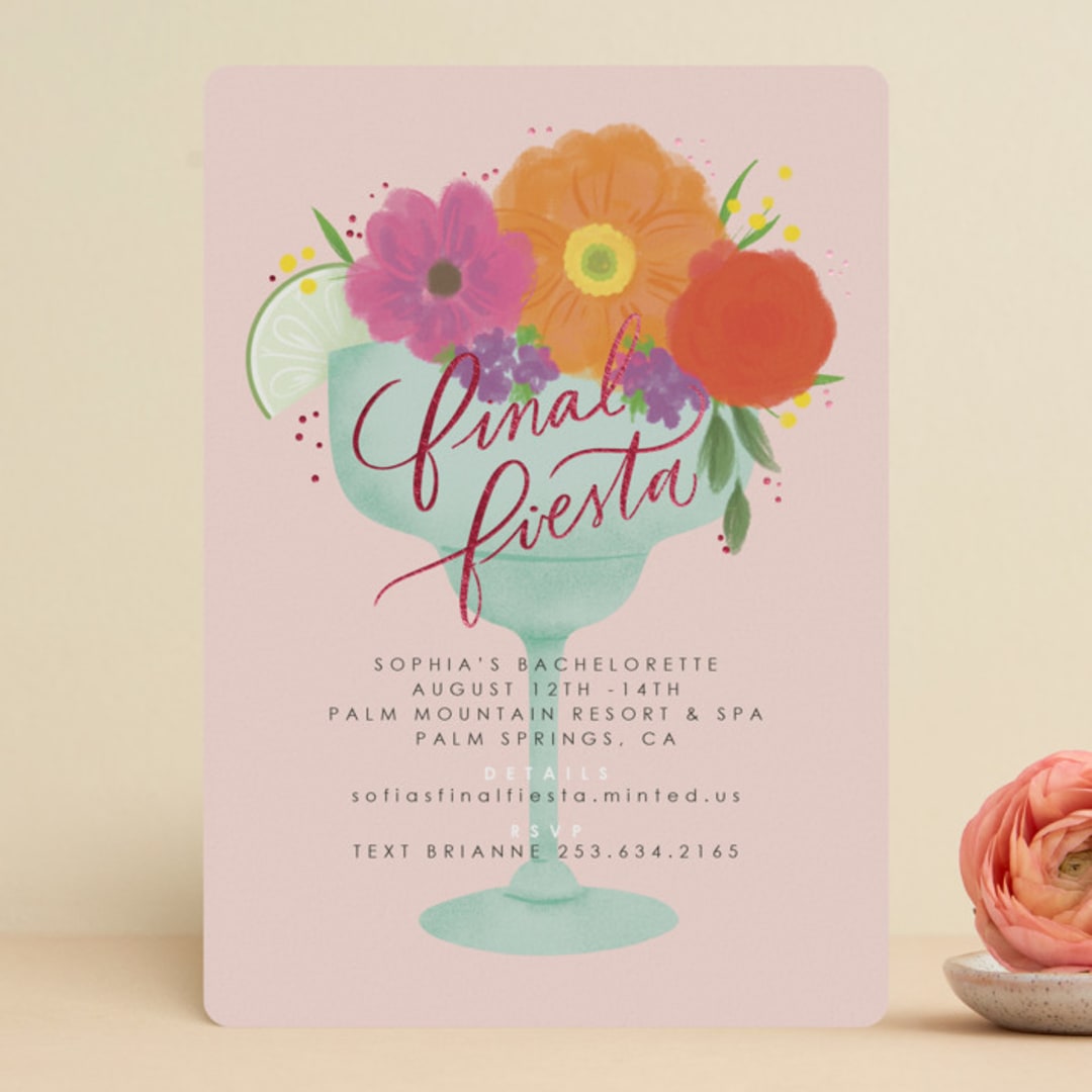 "Final Fiesta" - Bachelorette Party Invitations in Azalea by Itsy Belle Studio - Front