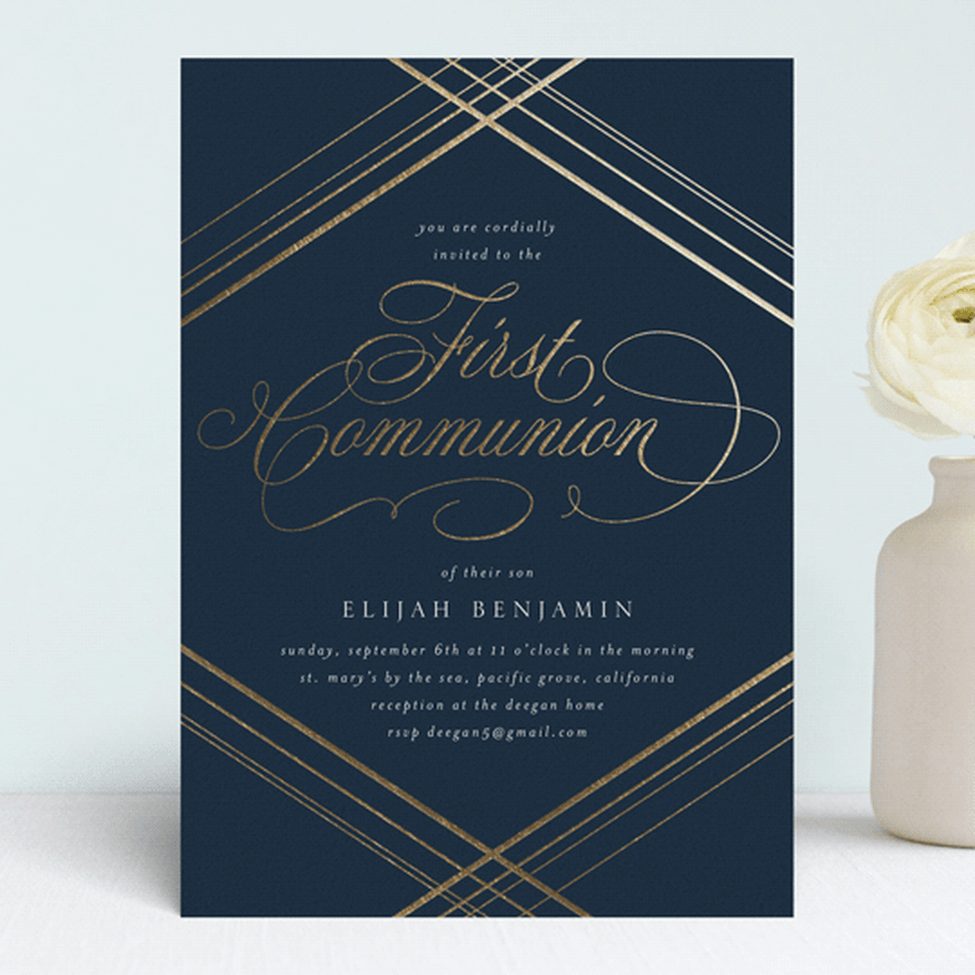 "Fancy" - Confirmation Invitations in Midnight Blue by Erin Deegan - Front