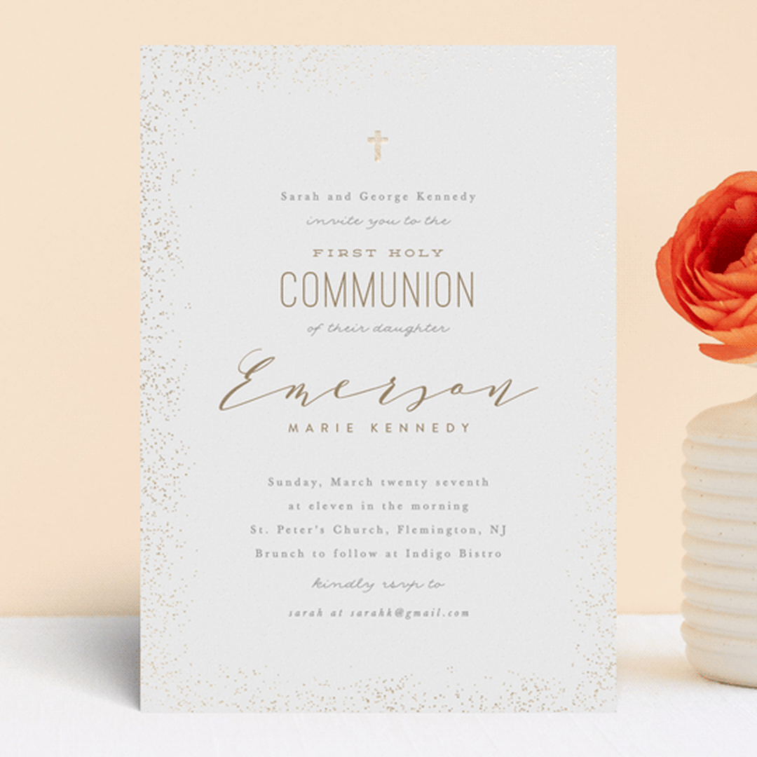 "Heavenly blessings" - Confirmation Invitations in Champagne by Creo Study - Front