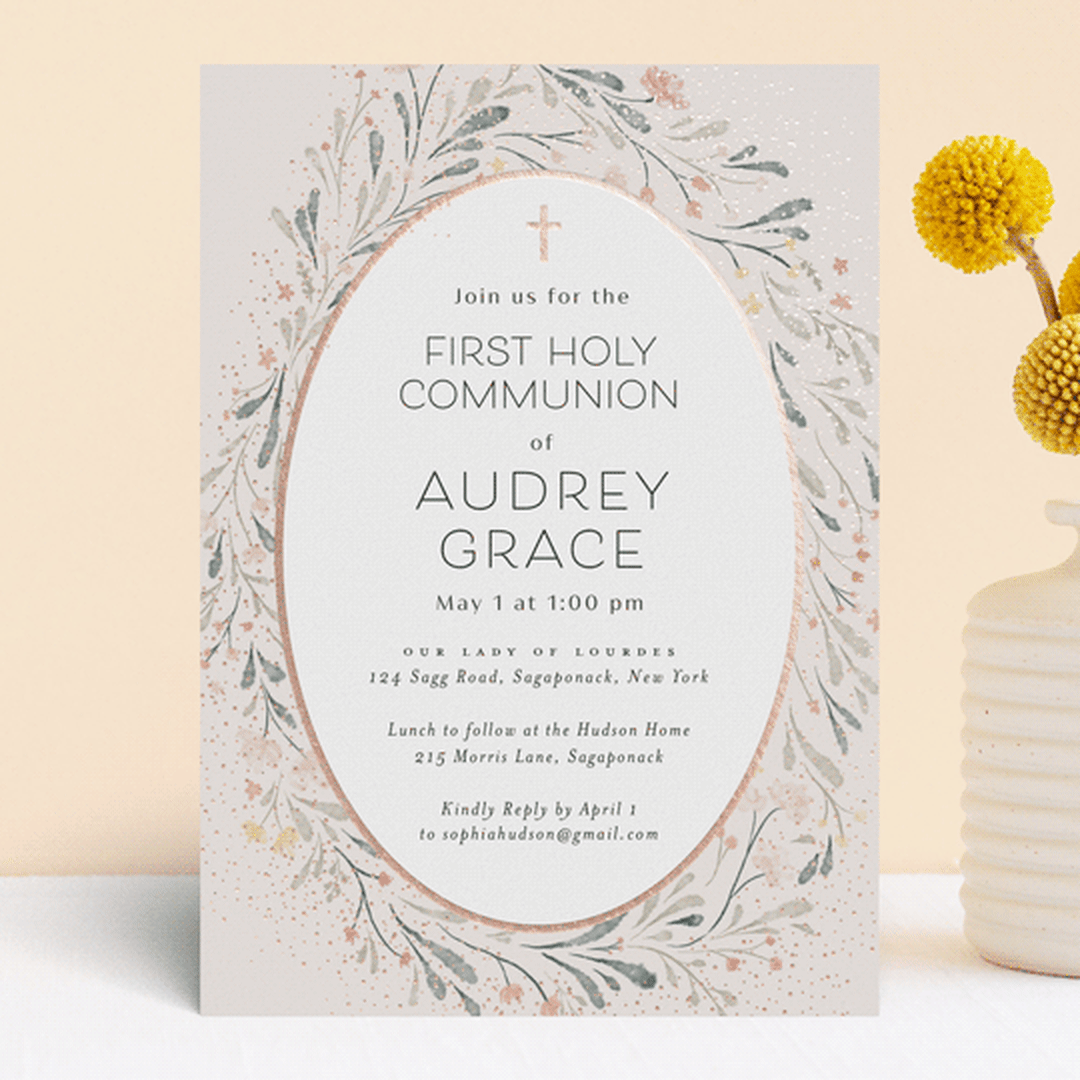 "graceful" - Confirmation Invitations in Rose by Nicoletta Savod - Front