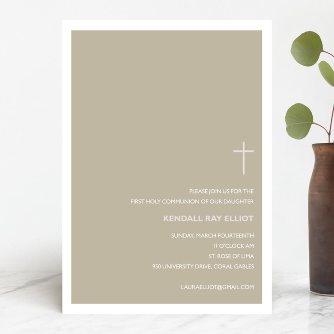 "Bisect" - First Holy Communion Invitations in Leather by Marabou Design - Front