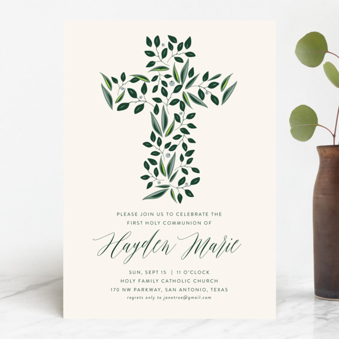 "Eden" - First Holy Communion Invitations in Cream by Haley Warner - Front