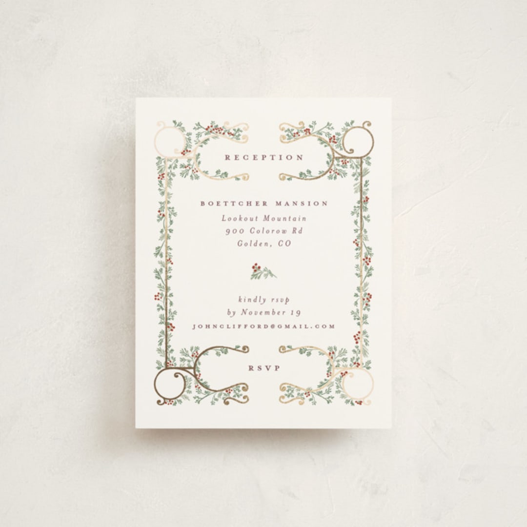 "Sapin" - Foil-Pressed Debutante Party Enclosure Cards in Snow by Gwen Bedat - Front