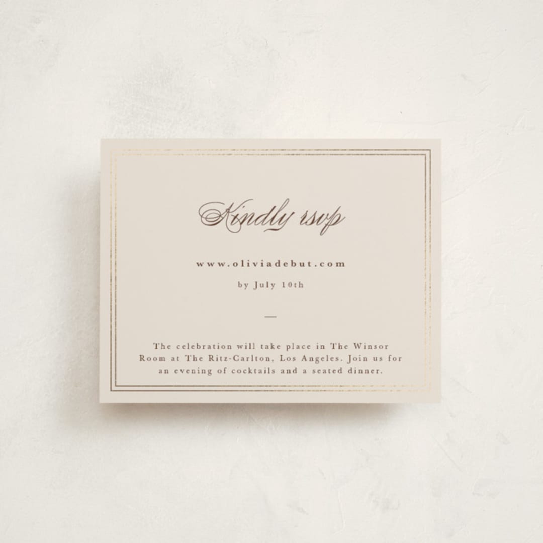 "Twin Circle" - Foil-Pressed Debutante Party Enclosure Cards in Chardonnay by Adelyn T. - Front