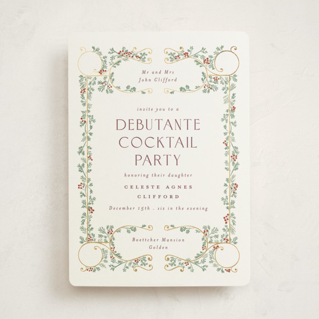 "Sapin" - Foil-Pressed Debutante Party Invitations in Snow by Gwen Bedat - Front
