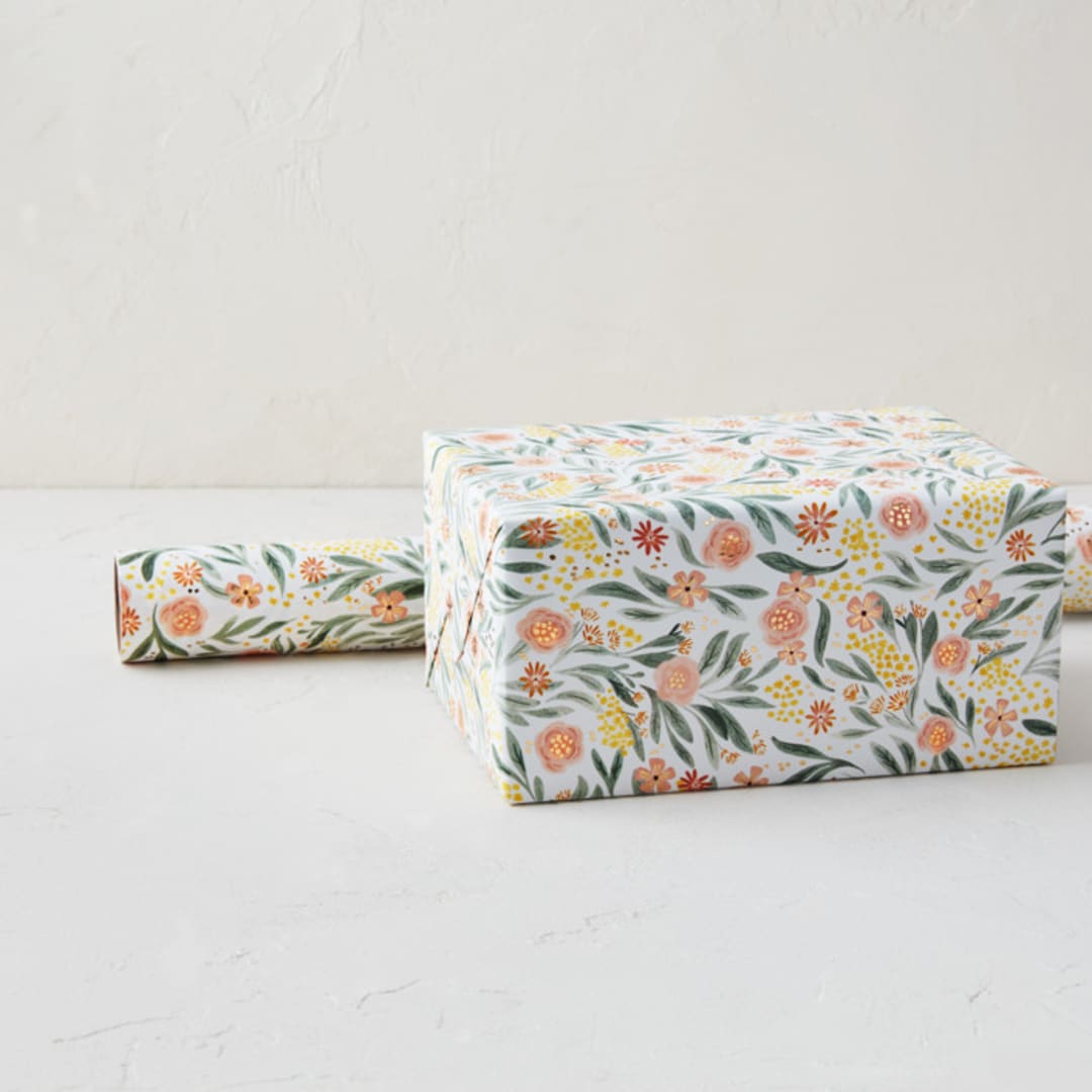 "Spring Garden" - Wrapping Paper Roll in Peach by Joanna Griffin